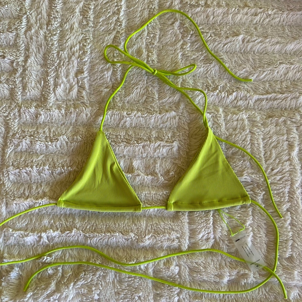 Top bathing suit. Bright green yellow.